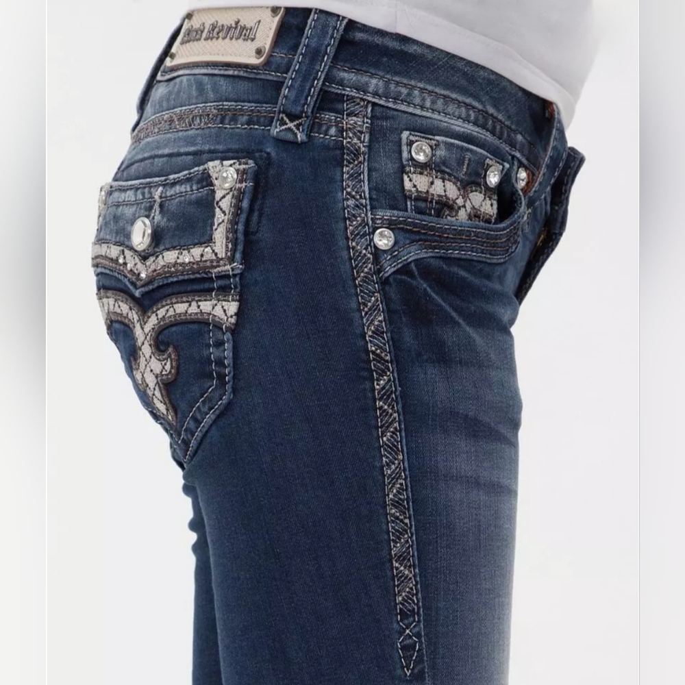 Rock Revival "Caress" Stretch Low Rise Bootcut Jeans Blue | Women's Size 26 - Picture 2 of 15